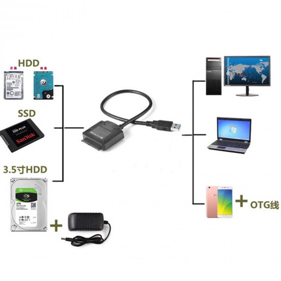 MAXGO 2157 Usb To Sata 3.0 2.5 3.5 Inç Hdd Harddisk Taşınabilir Harddisk Kablosu Ssd